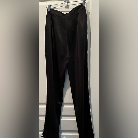 KITTENISH Black Satin Trousers with Pearl Strand “Racing Stripes” - Picture 6 of 8